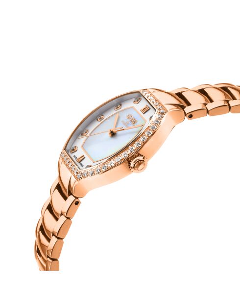 Montre Femme quartz Lugano en acier & diamant rose doré