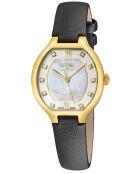 Reloj negro de mujer en piel y diamantes