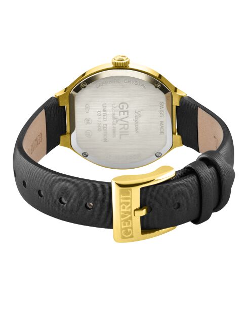 Orologio da donna in pelle nera e diamanti