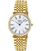 Montre Femme en acier & diamant dorée