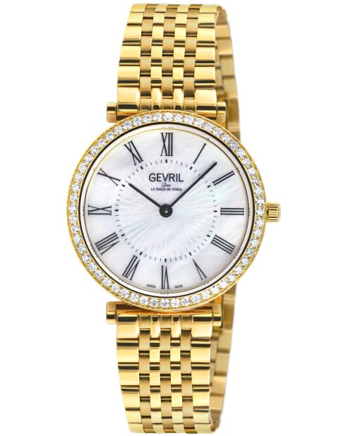 Montre Femme en acier & diamant dorée