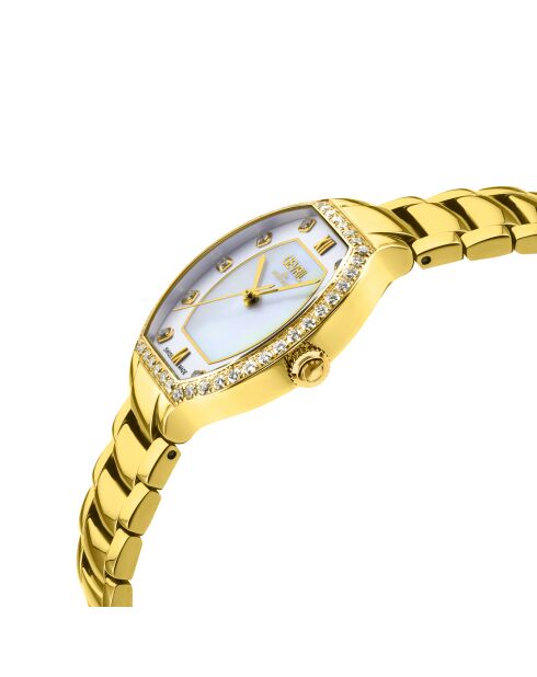 Montre Femme quartz Lugano en acier & diamant dorée