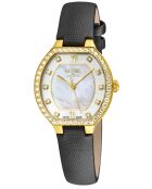 Reloj de cuarzo Lugano para mujer en piel y diamante negro