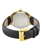 Reloj de cuarzo Lugano para mujer en piel y diamante negro