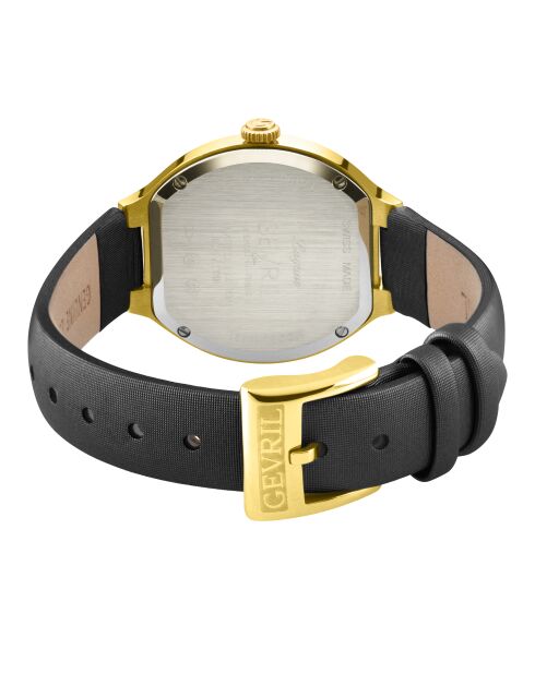 Orologio al quarzo Lugano da donna in pelle e diamante nero