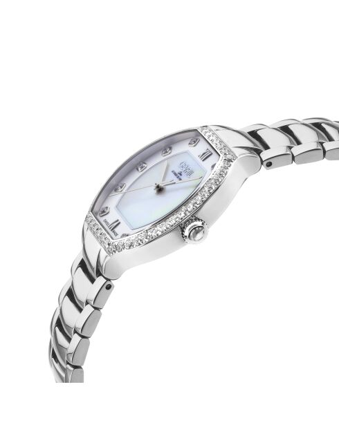 Lugano-Quarzuhr für Damen aus Stahl und silbernem Diamant
