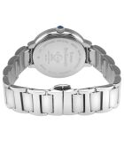 Rome kwartshorloge voor dames in staal en zilveren diamanten