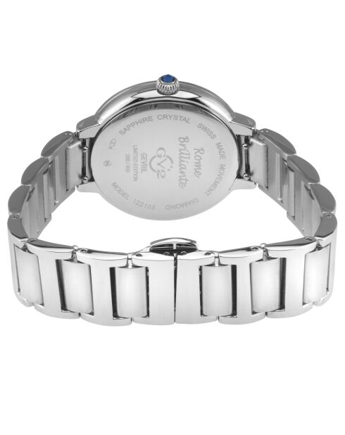 Rome kwartshorloge voor dames in staal en zilveren diamanten