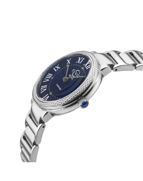 Rome kwartshorloge voor dames in staal en zilveren diamanten