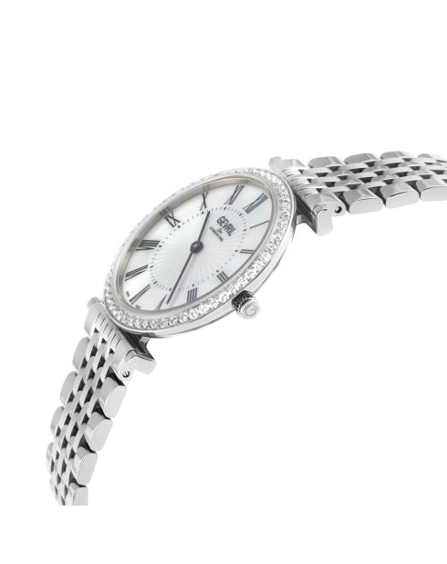 Montre Femme en acier & diamant argentée