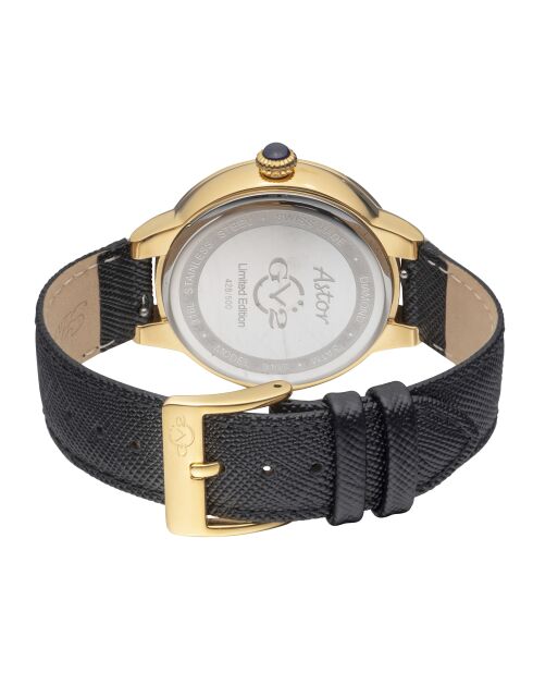 Astor Damenuhr aus schwarzem Leder