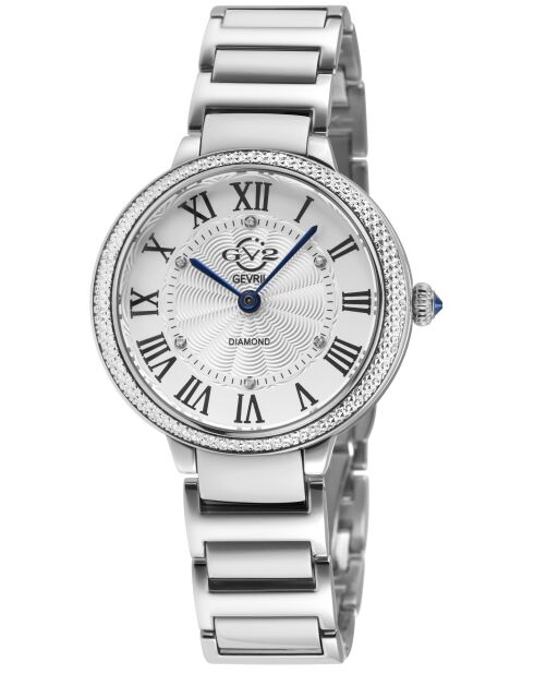 Rome kwartshorloge voor dames in staal en zilveren diamanten