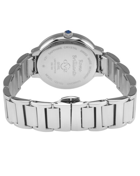 Rome kwartshorloge voor dames in staal en zilveren diamanten