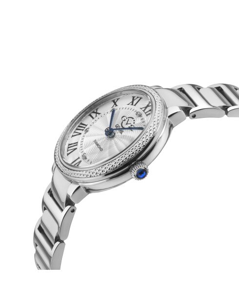 Rome kwartshorloge voor dames in staal en zilveren diamanten