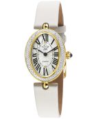 Piazza Navona Quarzuhr für Damen aus beigem Leder und Diamanten