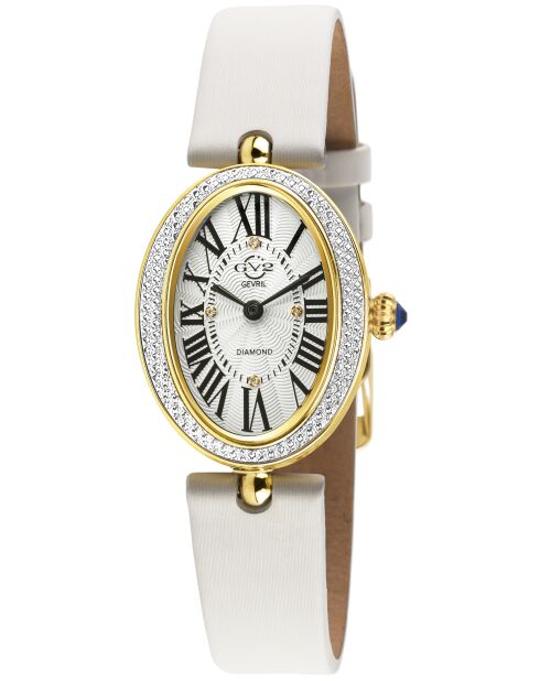 Piazza Navona Quarzuhr für Damen aus beigem Leder und Diamanten