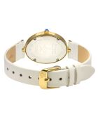 Piazza Navona Quarzuhr für Damen aus beigem Leder und Diamanten