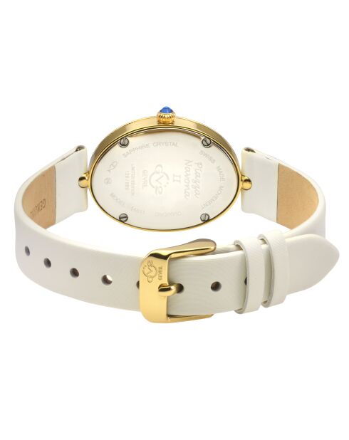 Piazza Navona Quarzuhr für Damen aus beigem Leder und Diamanten