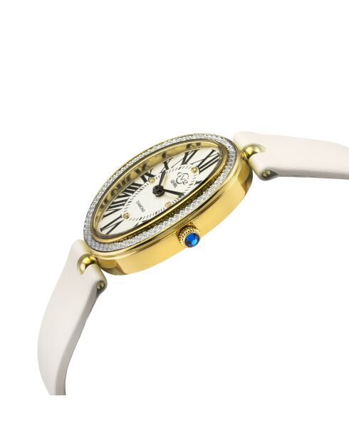 Piazza Navona Quarzuhr für Damen aus beigem Leder und Diamanten