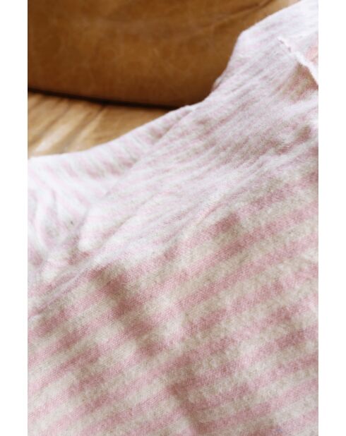 Berberdecke mit rosa gestreiftem Pompon - 250x150cm