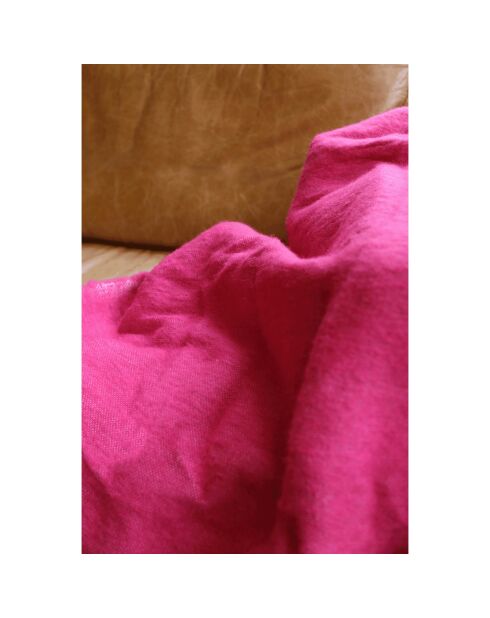 Plaid berbère pompon rose fushia - 250x150cm