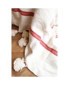 Berberdecke mit weißem Pompon und rosafarbenen Streifen - 250x150cm