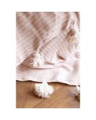 Tela escocesa bereber con pompón de rayas rosas - 300x200 cm