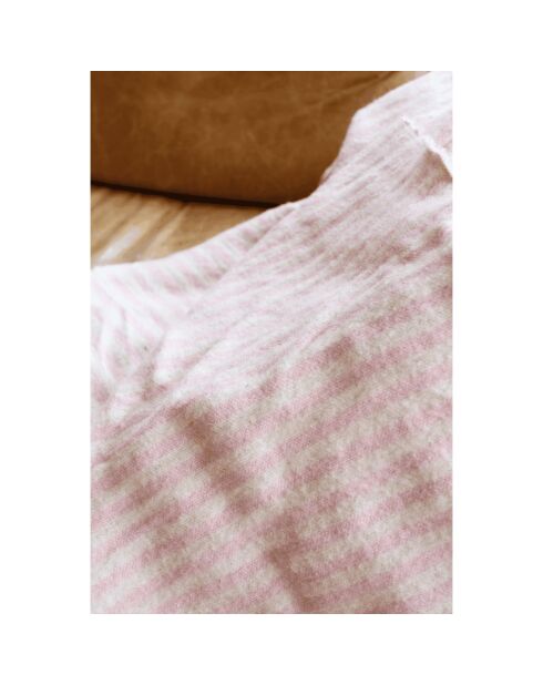 Tela escocesa bereber con pompón de rayas rosas - 300x200 cm