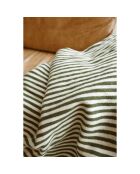 Berber plaid met witte kwastjes en kaki strepen - 250x150cm