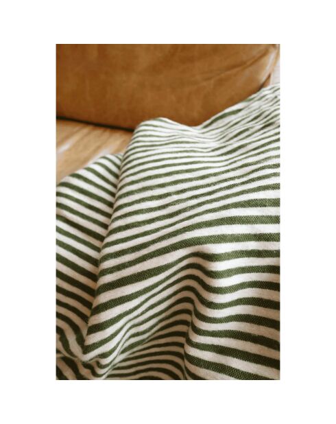 Berberkariertes Plaid mit weißen Quasten, khakifarben, 300 x 200 cm