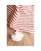 Tela escocesa bereber con pompón de rayas rojas - 250x150 cm