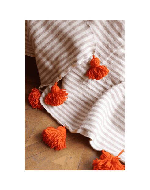 Nappa scozzese berbera a righe tortora - 250x150cm