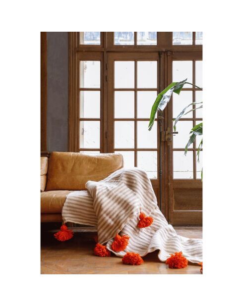 Nappa scozzese berbera a righe tortora - 250x150cm