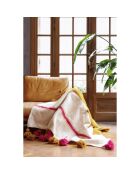 Plaid berbero con pompon bicolore - 300x200cm