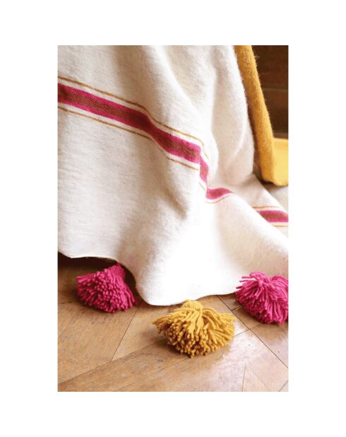Tela escocesa bereber con pompón bicolor - 250x150 cm