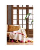 Plaid berbero con pompon bicolore - 250x150cm