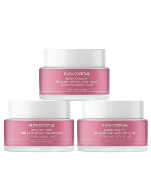 3 Crèmes de nuit raffermissantes et régénératrices au collagène marin - 50 ml
