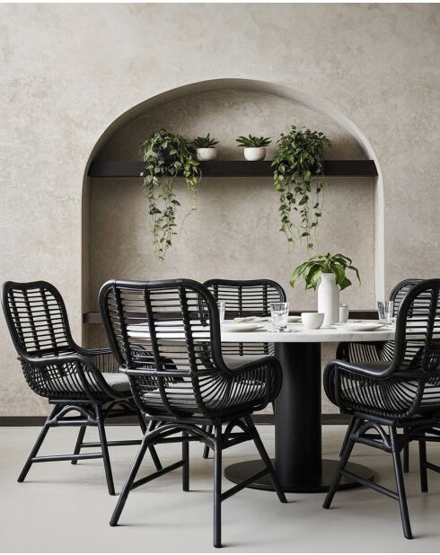 Set de 4 sillas Sapporo de ratán negro