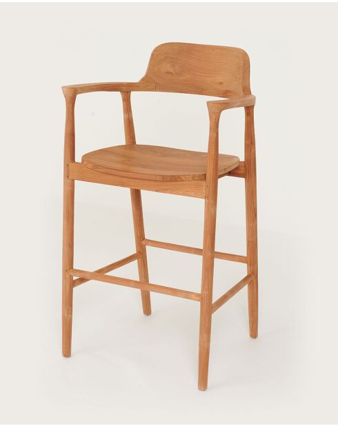 Singo - Chaise de bar en teck massif 59x60x108 cm