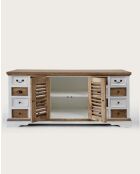 Inda - Grand buffet blanc et naturel en Mindy massif 160 cm