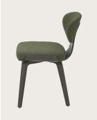 2 Chaises hele en tissu vert et pieds en bois