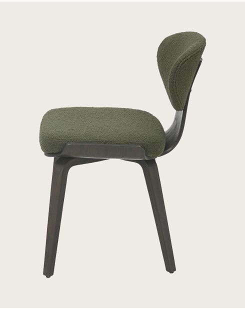 2 Chaises hele en tissu vert et pieds en bois