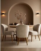 2 Chaises de repas Perla en tissu beige incurvé 60x70x85cm