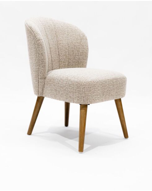 2 Chaises de repas Perla en tissu beige incurvé 60x70x85cm