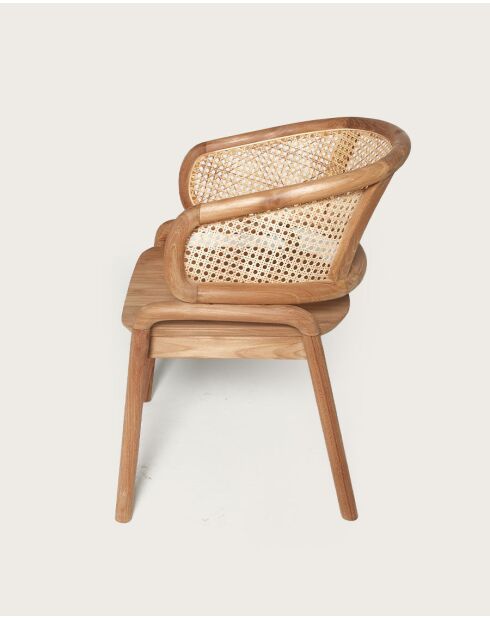 Moon - Chaise en teck massif et cannage rotin - 55x61x80cm