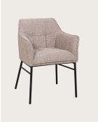 2 Chaises Chacha en tissu Taupe et pieds métal