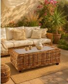 Weaverly - Tavolino da caffè in rattan intrecciato