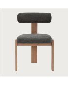 Elani - Sedia da pranzo in tessuto grigio con base in legno sbiancato