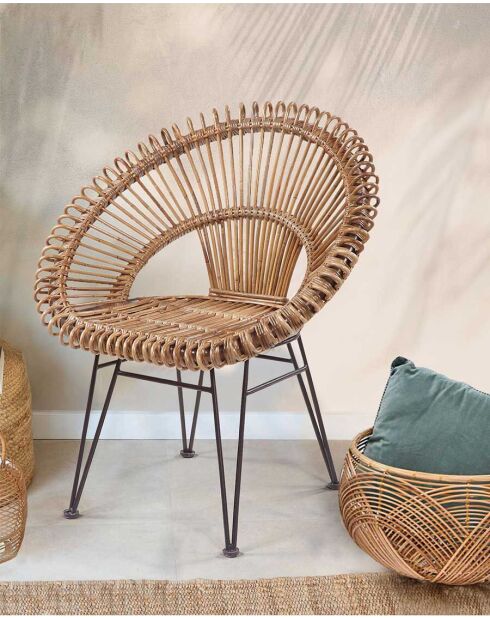 Chiang Mai - Fauteuil rond en rotin tressé 82x74 cm