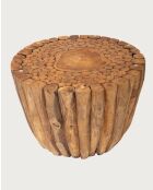 Woodle - Mesita de madera maciza con tapa de cristal